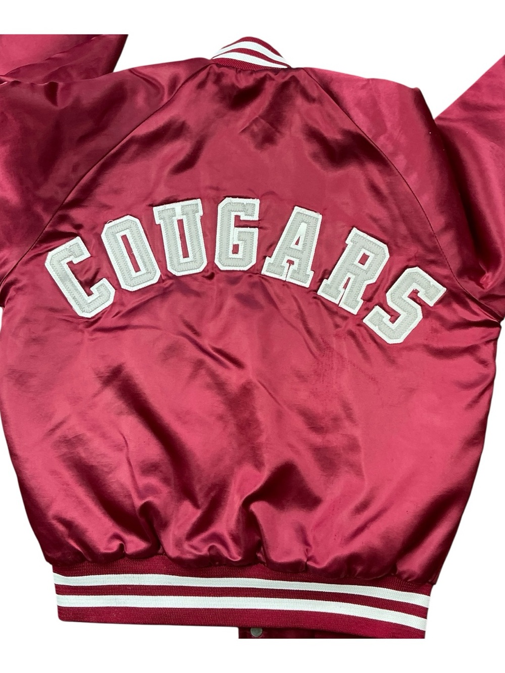 vintage Washington State Cougars 80s chalk line satin bomber jacket women’s XS/S